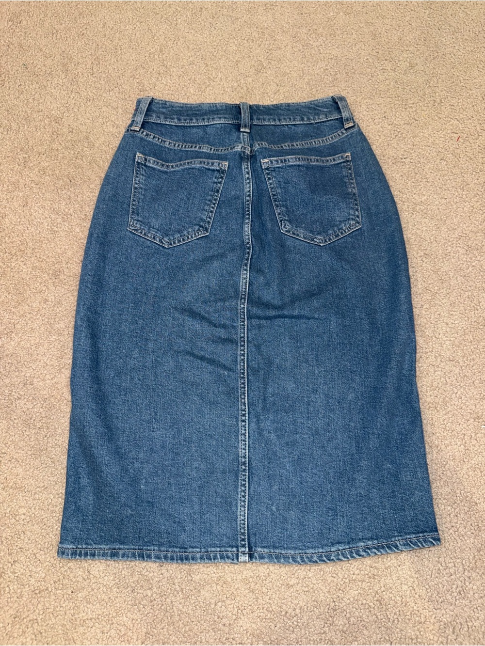 GAP Medium Blue Denim Midi Skirt with Front Slit - Picture 2 of 2